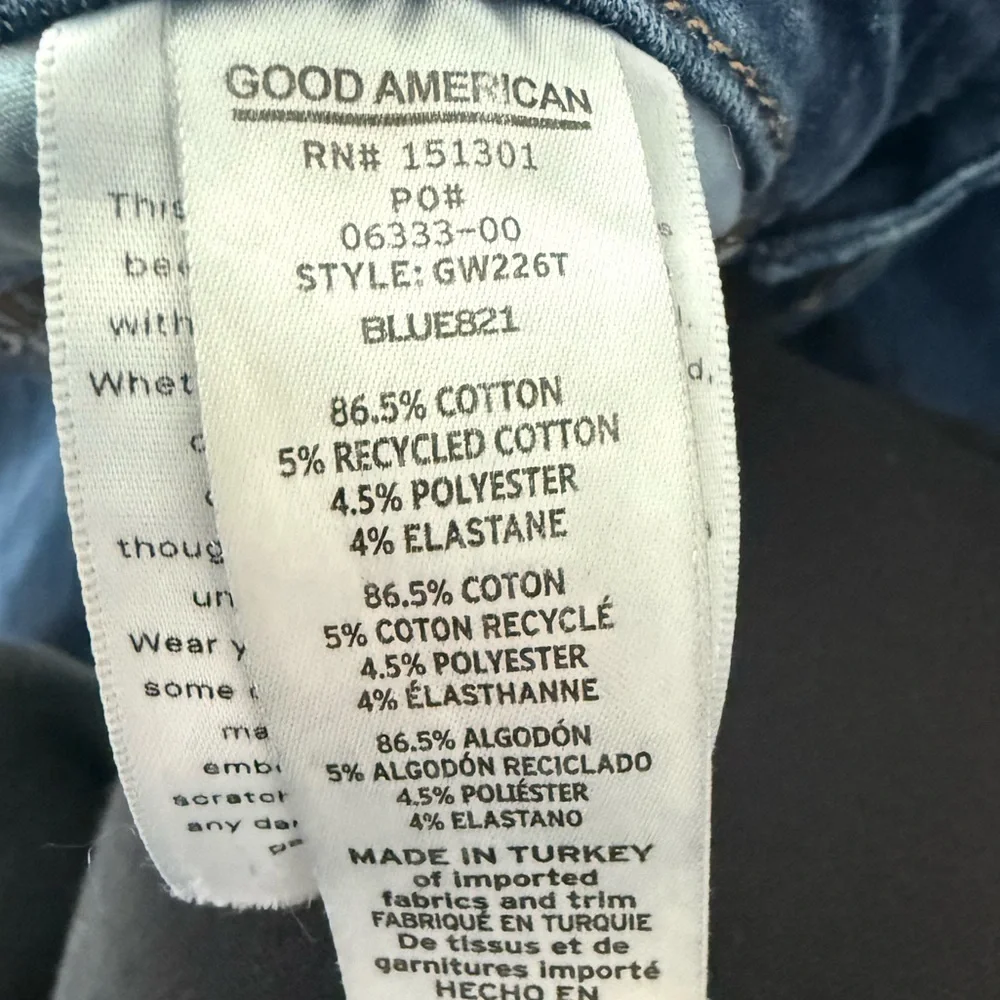 Good American High Rise Cropped Straight Leg Jeans Medium Wash Size 14/18